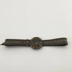 Leatherock Cameo Jewelry Buckle Suede Leather Belt Olive Green Brown Sz: L (36) Men main image 4